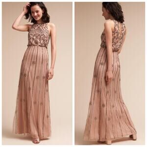 BHLDN X Anthropologie Amada Blush Embellished Midi Dress